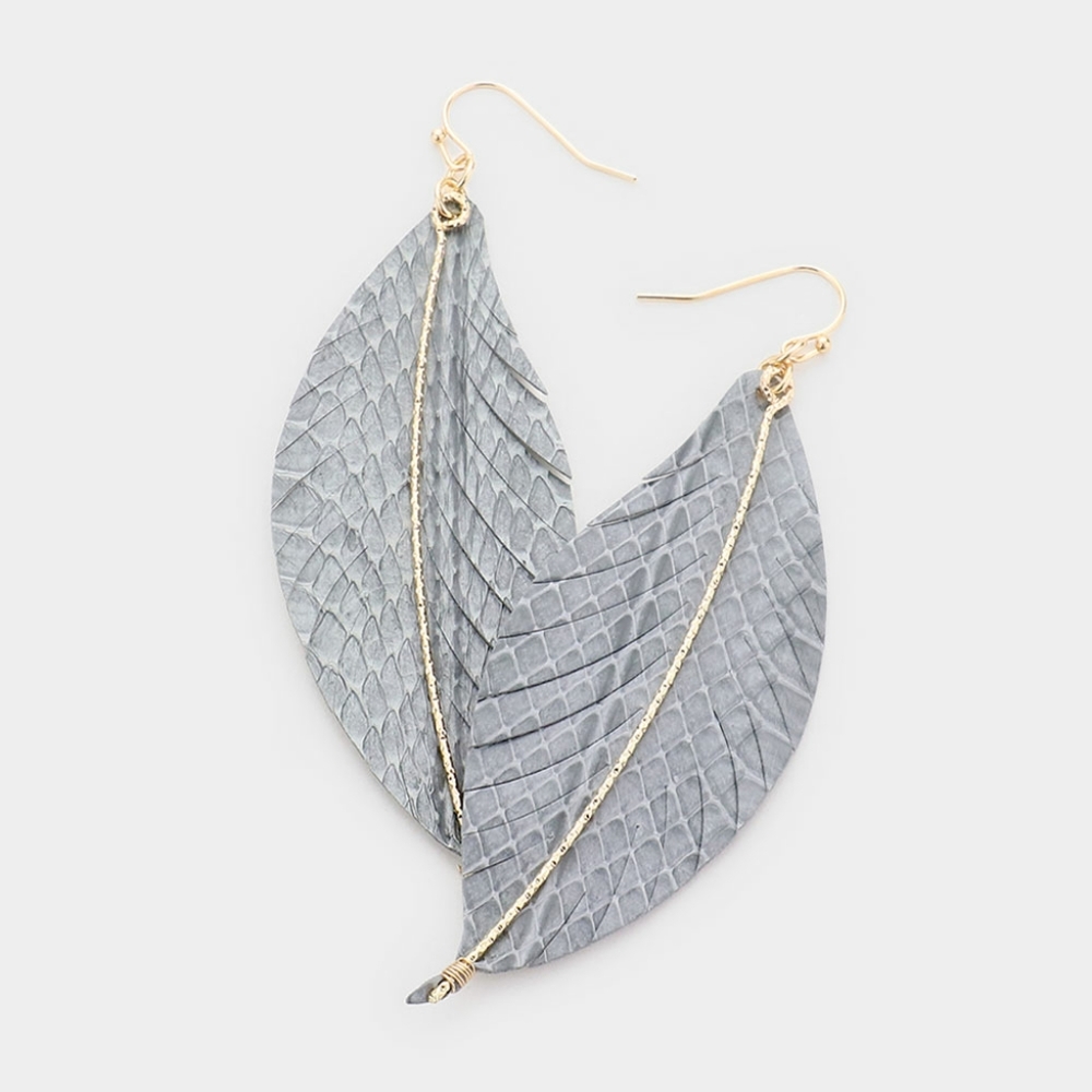 Genuine Leather Feather Dangle Earrings